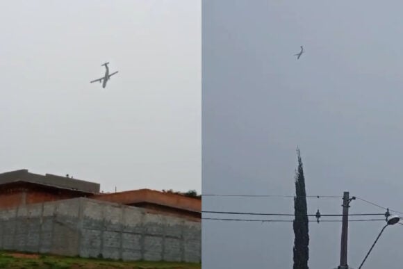  Imagens mostram momento em que avião, que saiu de Cascavel (PR), cai em Vinhedo (SP)