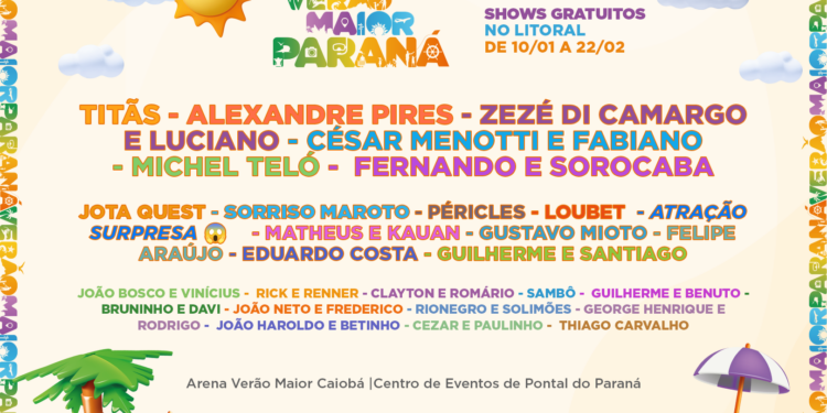 Titãs, Michel Teló, Sorriso Maroto e muito mais: Verão Maior Paraná terá 33 shows gratuitos