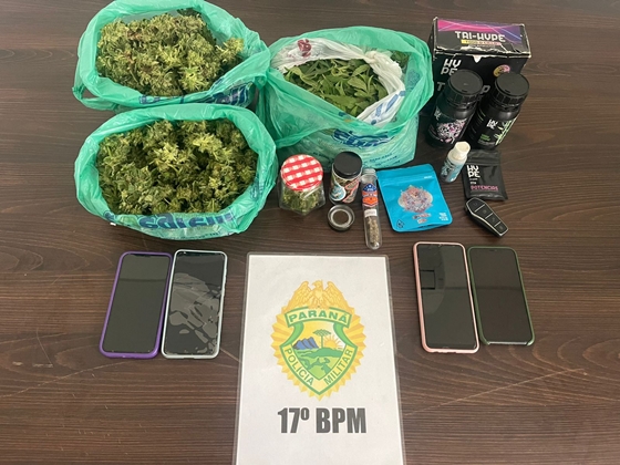  Dois homens e uma mulher são presos com mais de 1,2 quilos de maconha em Mandirituba