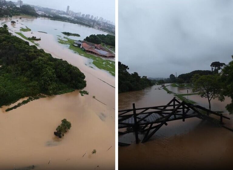 Parque Barigui fica alagado por conta das fortes chuvas